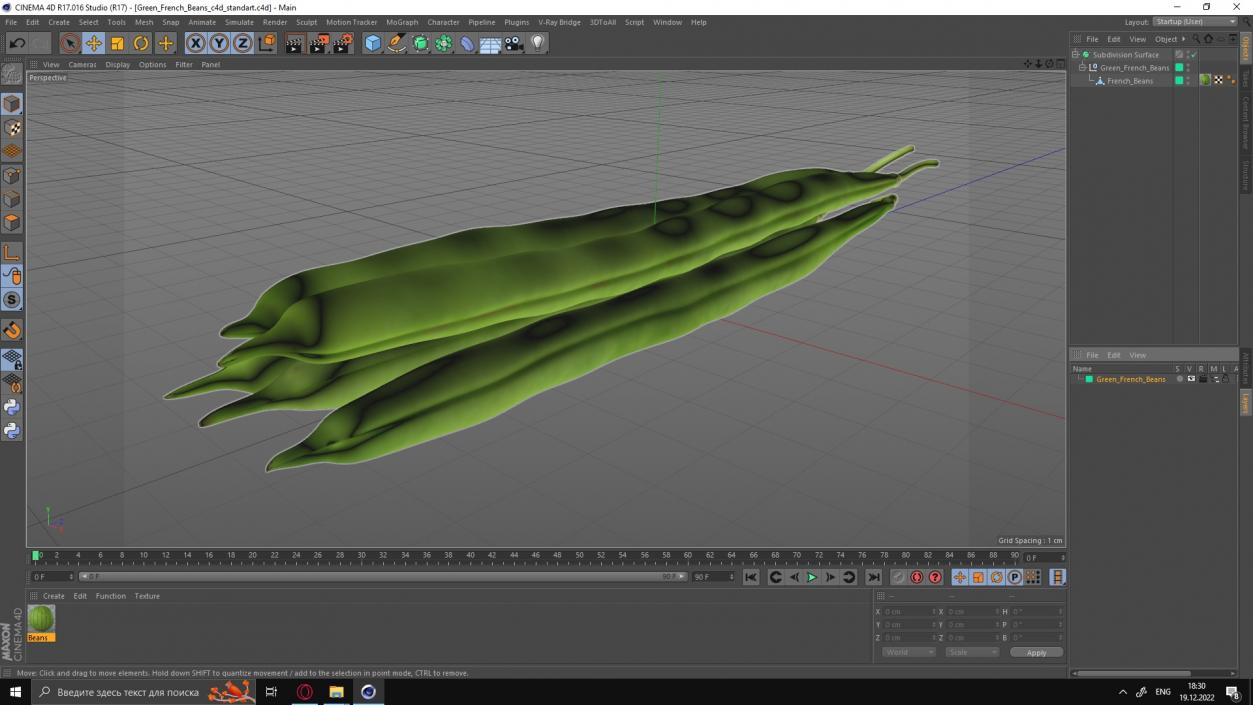 3D Green French Beans model