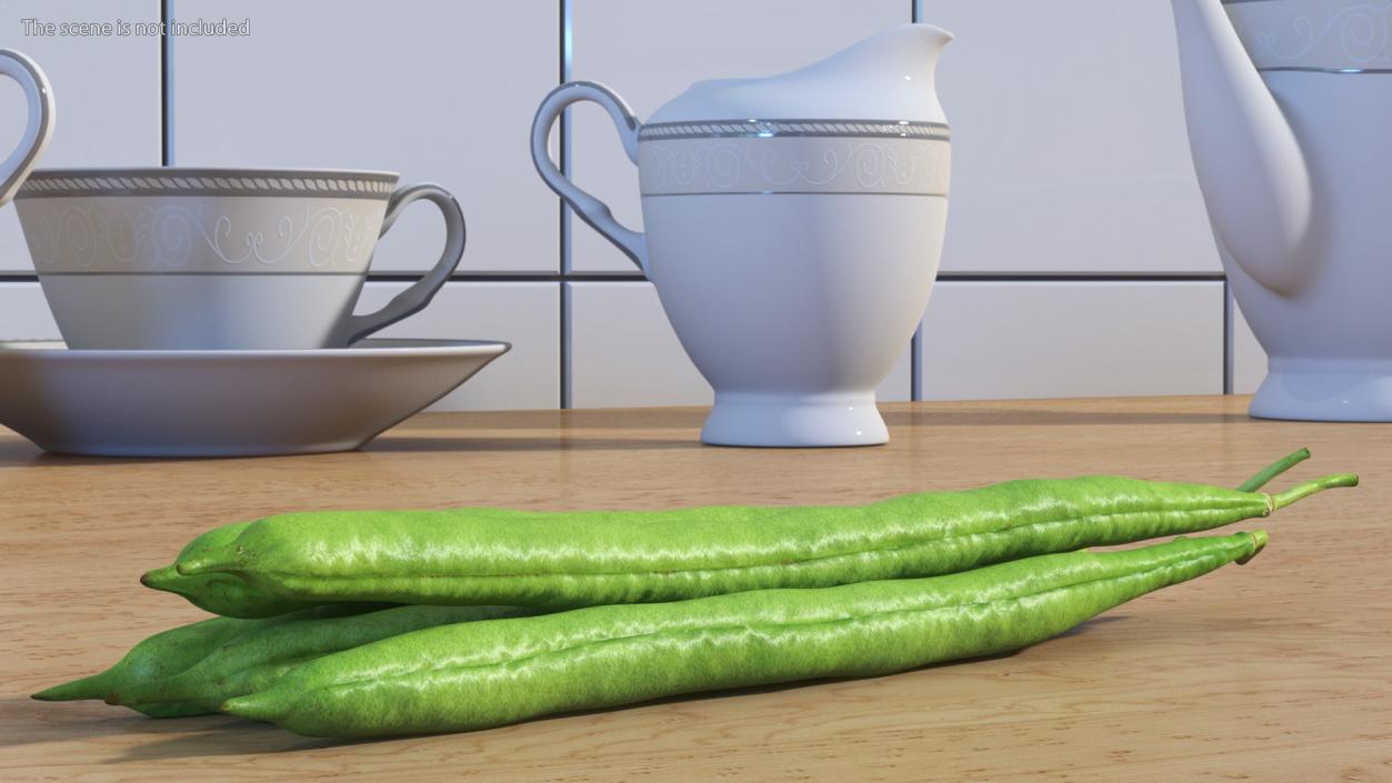 3D Green French Beans model