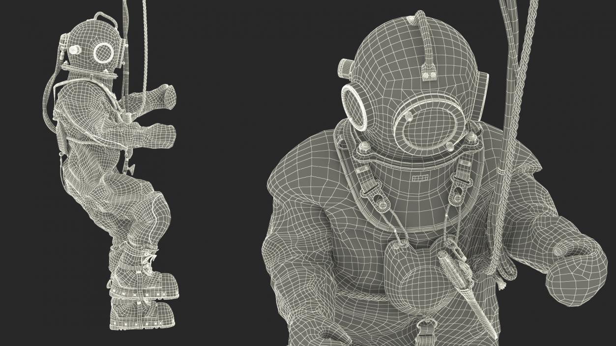 3D Diving Armor Old Diving Pose model