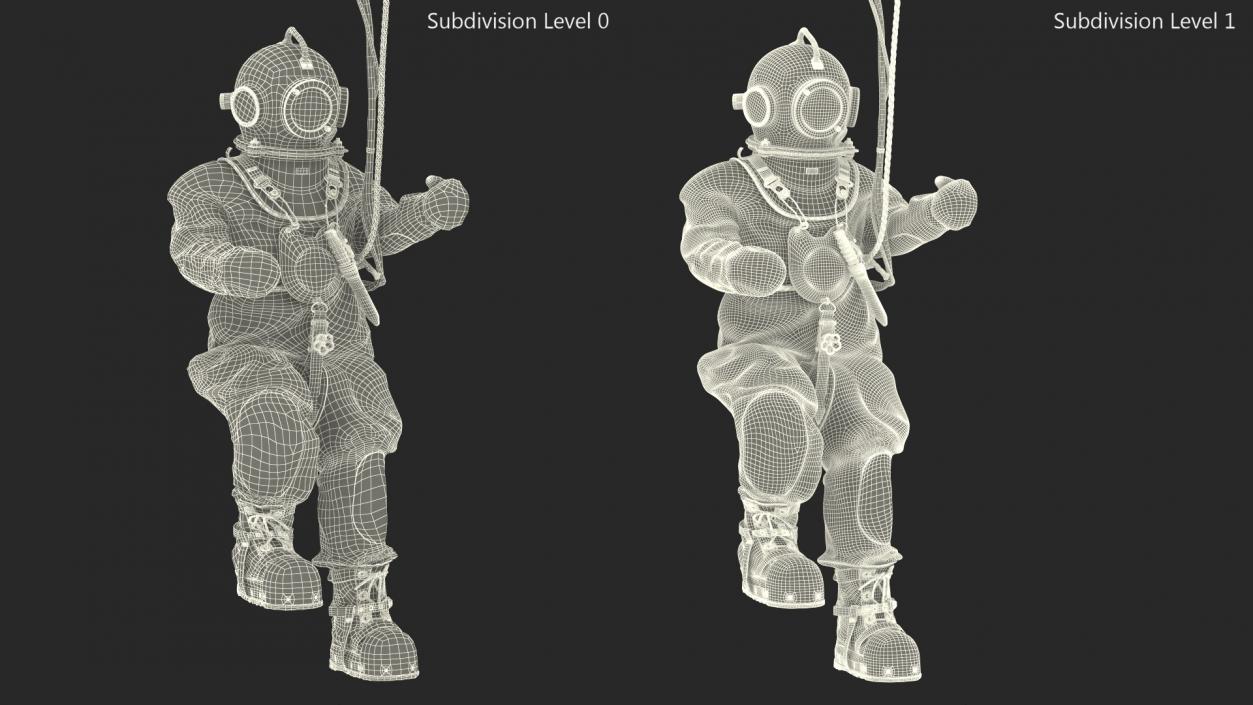 3D Diving Armor Old Diving Pose model