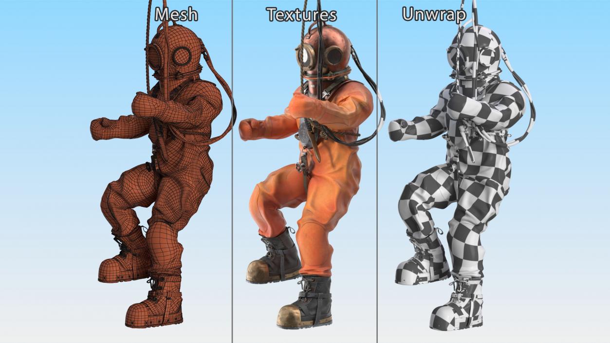 3D Diving Armor Old Diving Pose model