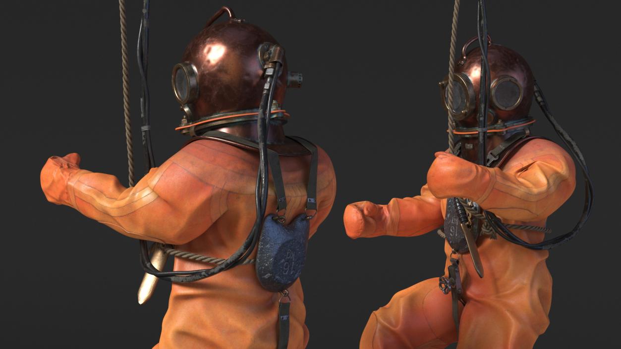 3D Diving Armor Old Diving Pose model