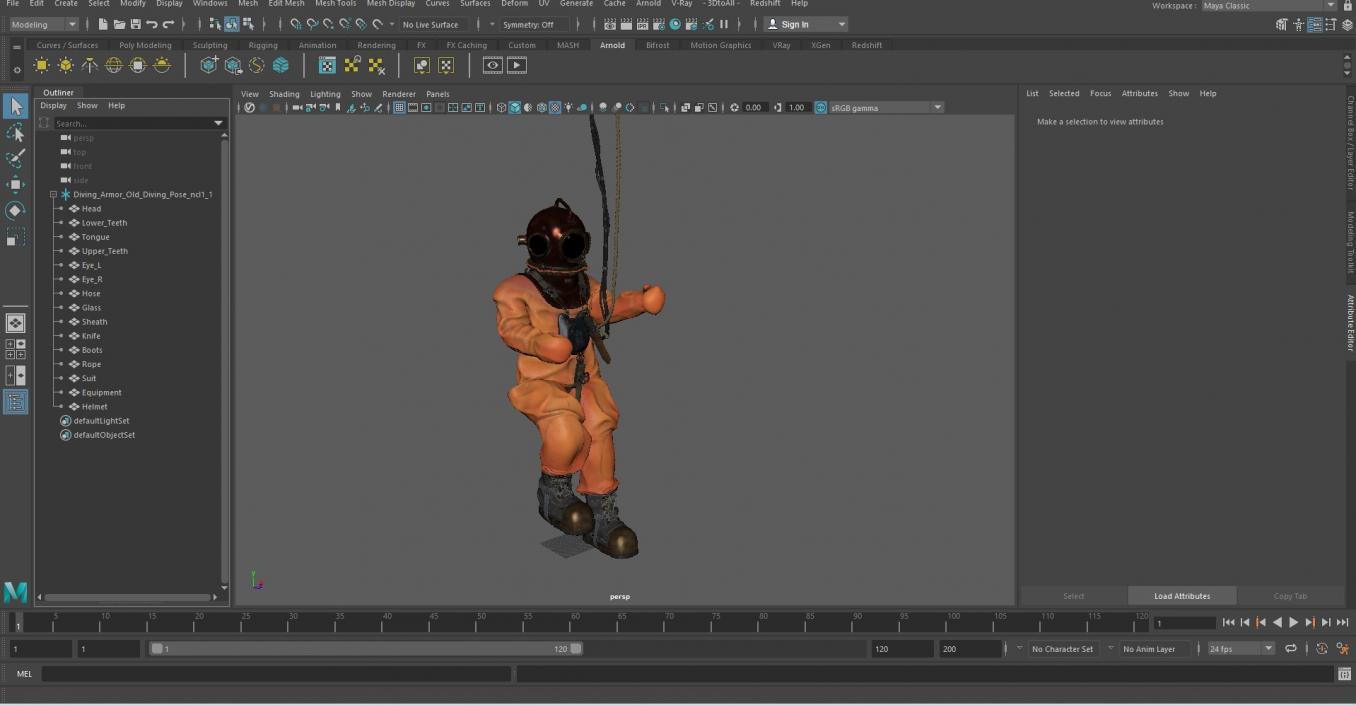 3D Diving Armor Old Diving Pose model