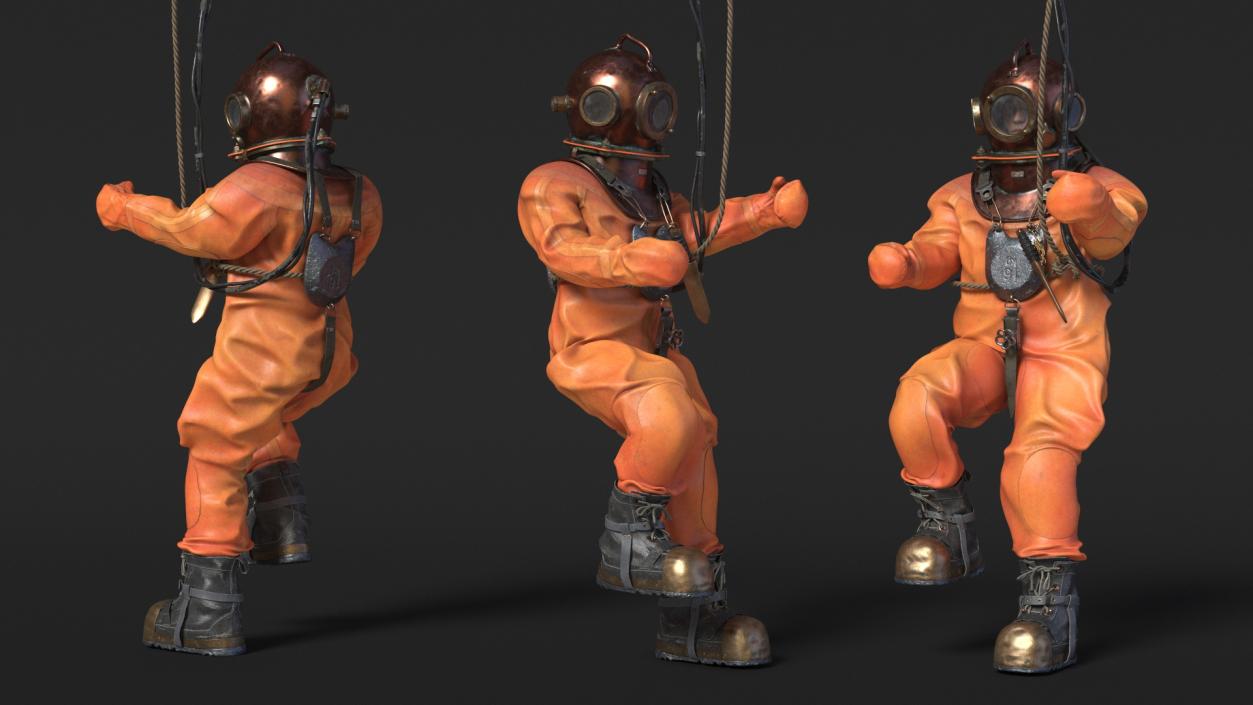 3D Diving Armor Old Diving Pose model