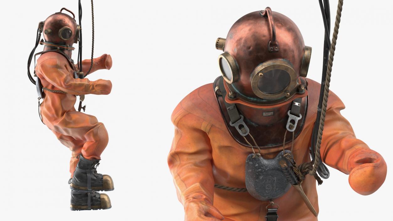 3D Diving Armor Old Diving Pose model