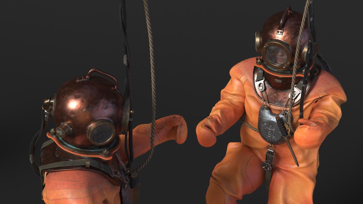 3D Diving Armor Old Diving Pose model