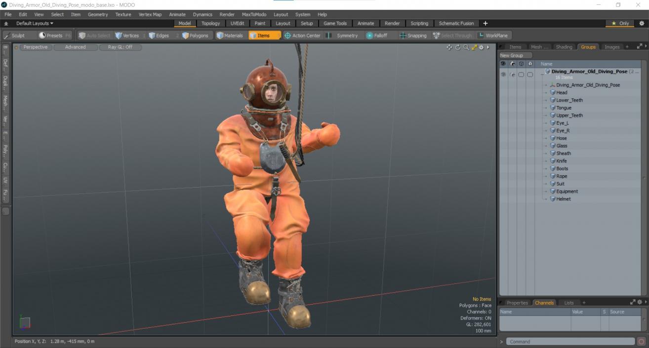 3D Diving Armor Old Diving Pose model