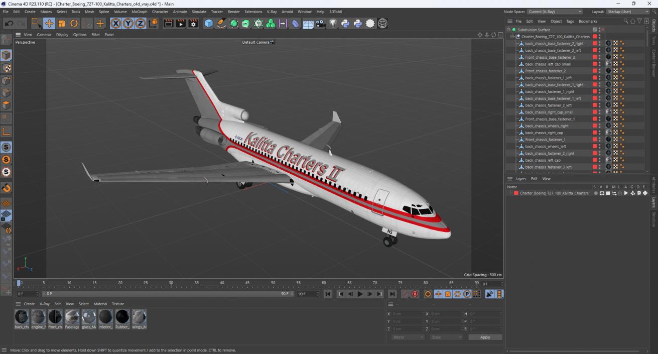 Charter Boeing 727-100 Kalitta Charters 3D model