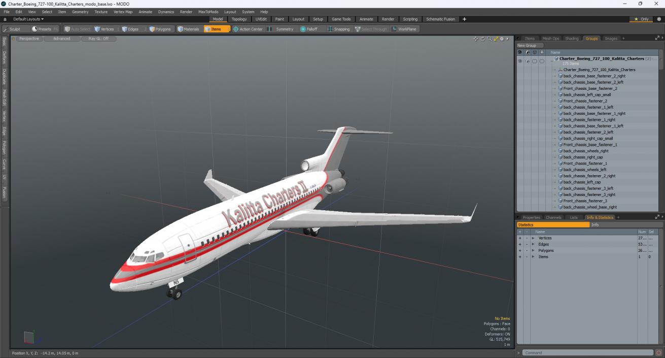 Charter Boeing 727-100 Kalitta Charters 3D model