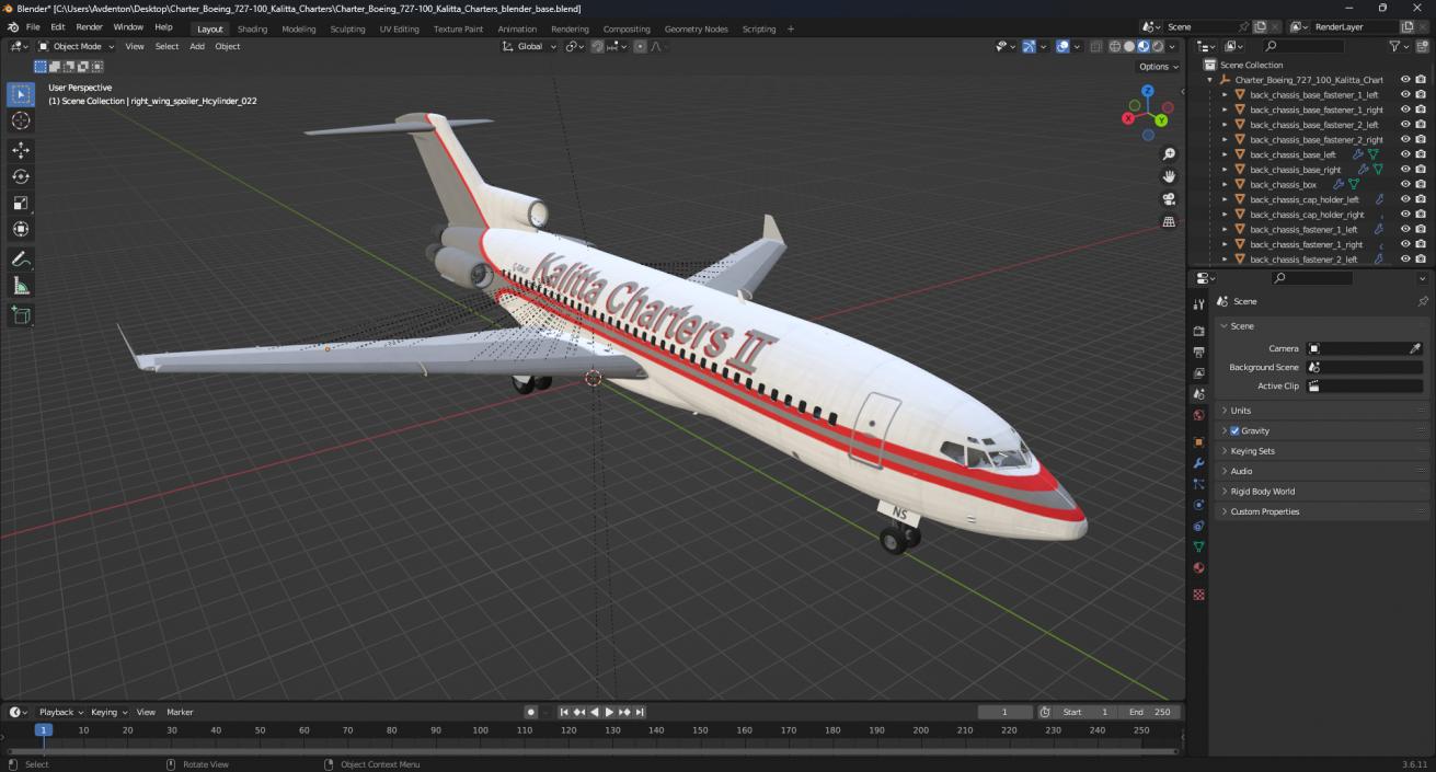 Charter Boeing 727-100 Kalitta Charters 3D model