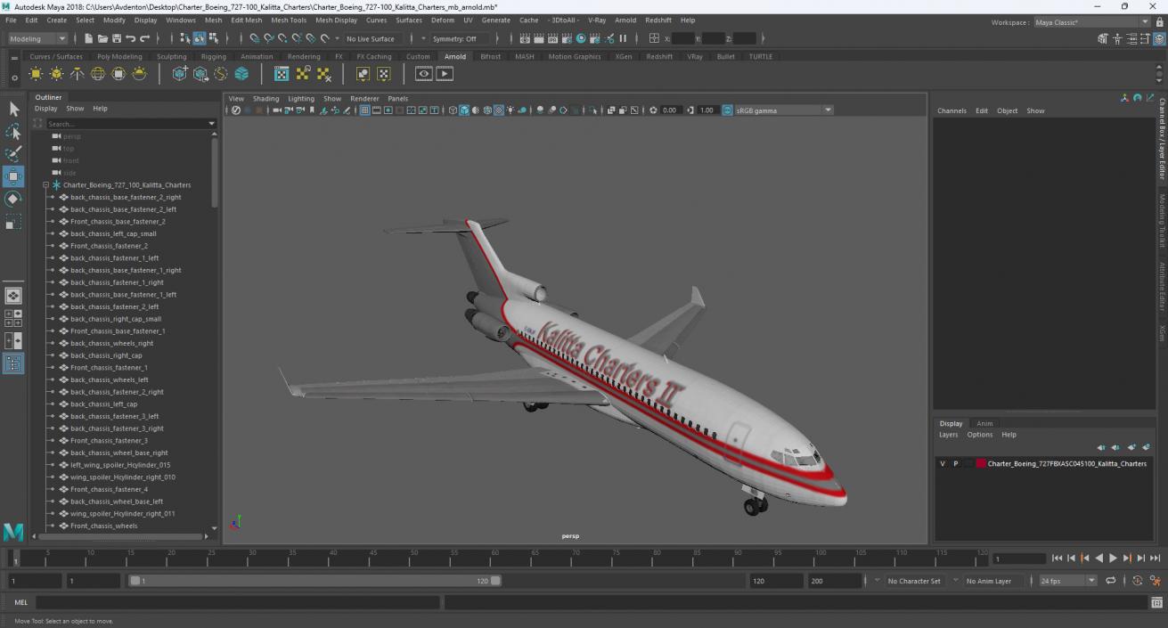 Charter Boeing 727-100 Kalitta Charters 3D model