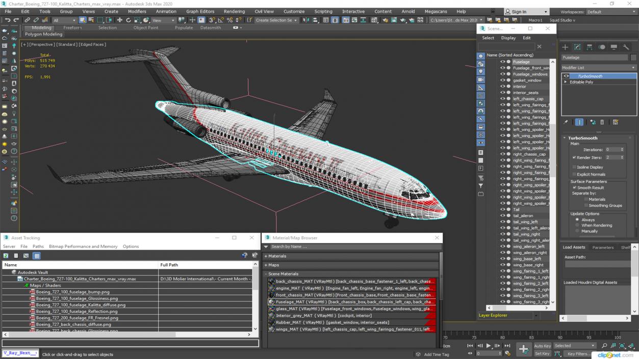 Charter Boeing 727-100 Kalitta Charters 3D model