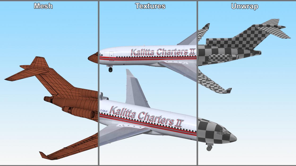 Charter Boeing 727-100 Kalitta Charters 3D model