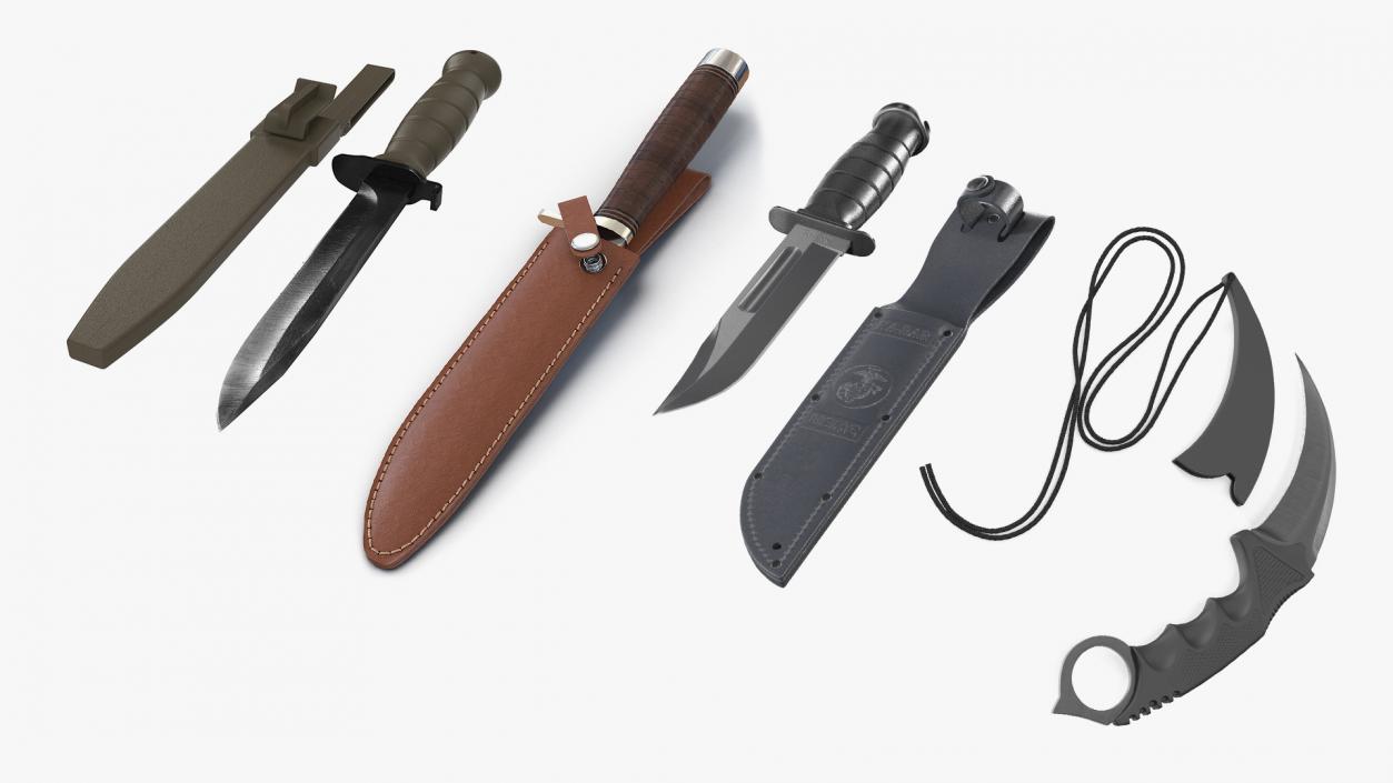 3D Knives with Sheath Collection 2