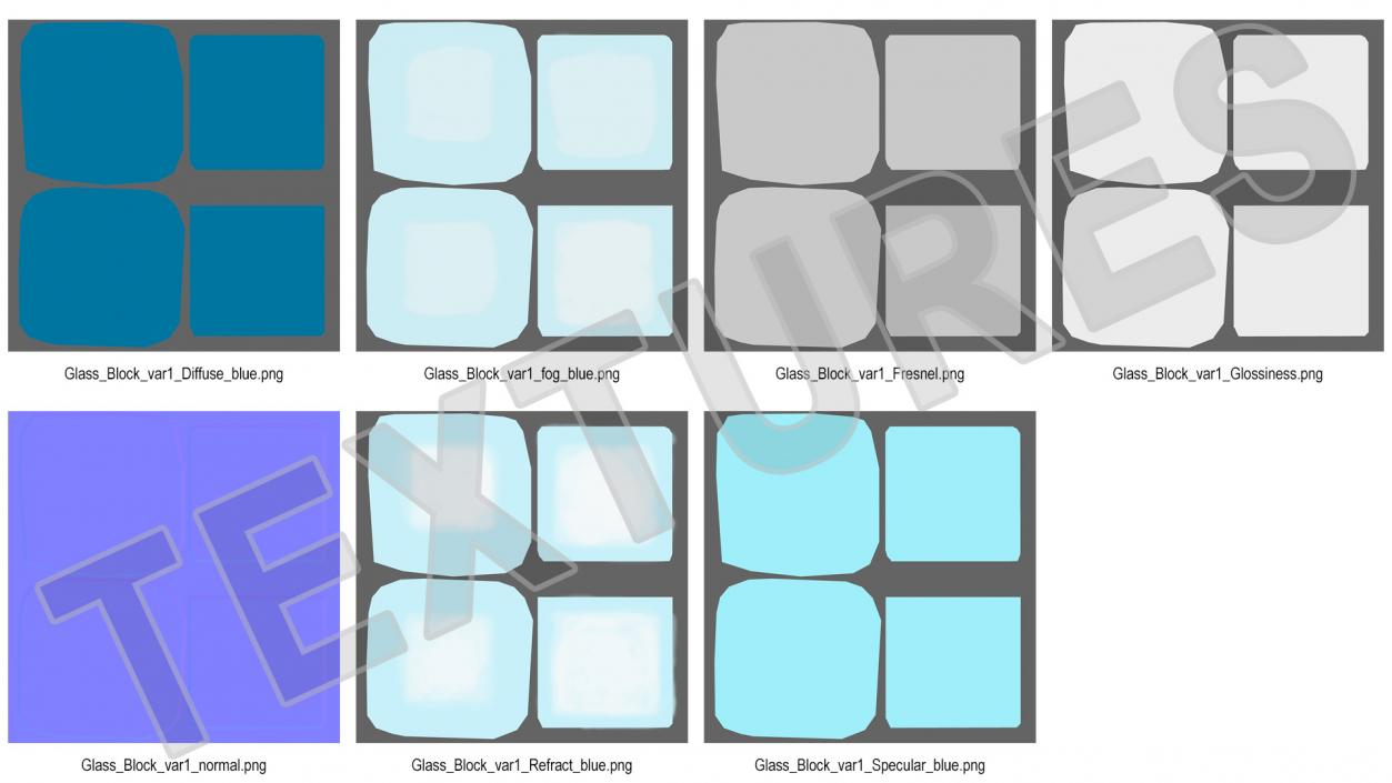 3D Blue Square Glass Block model