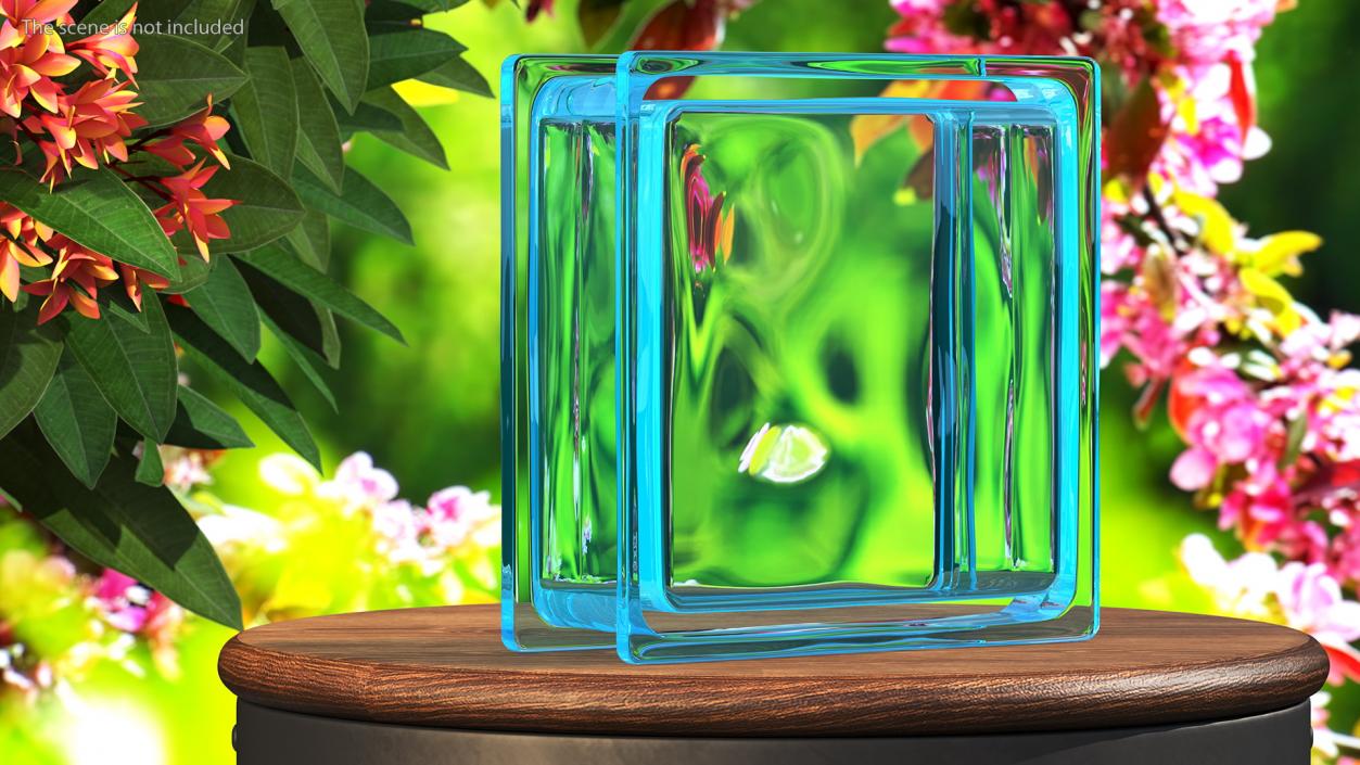 3D Blue Square Glass Block model