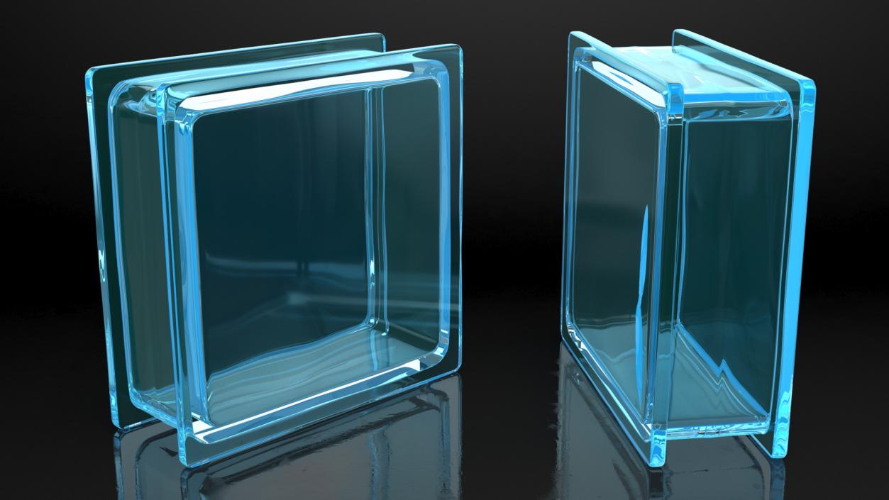 3D Blue Square Glass Block model