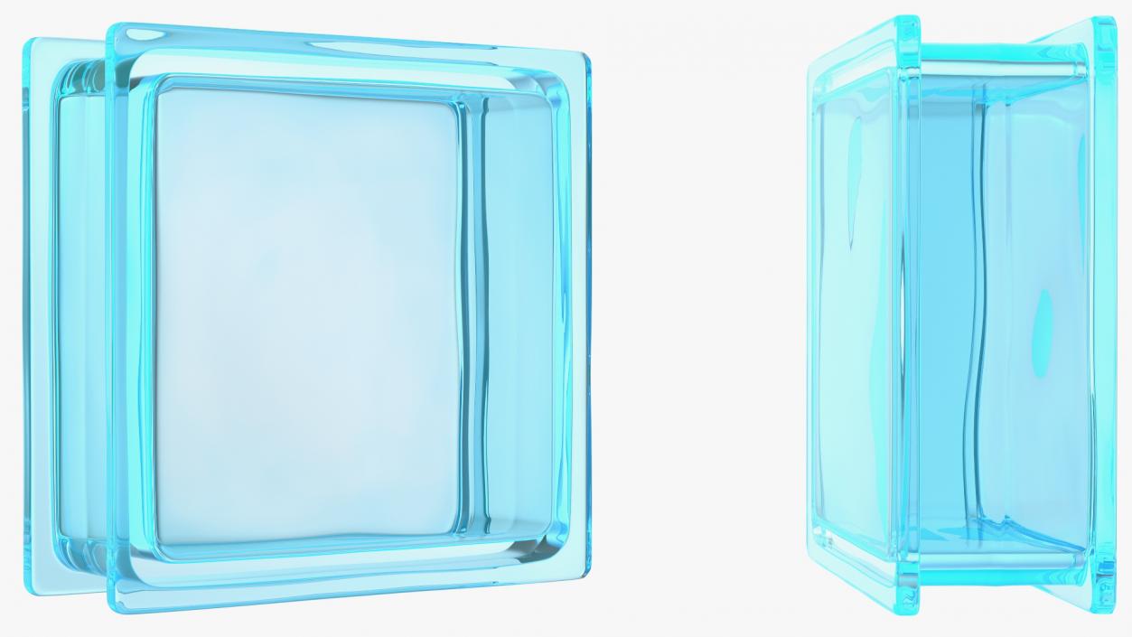 3D Blue Square Glass Block model