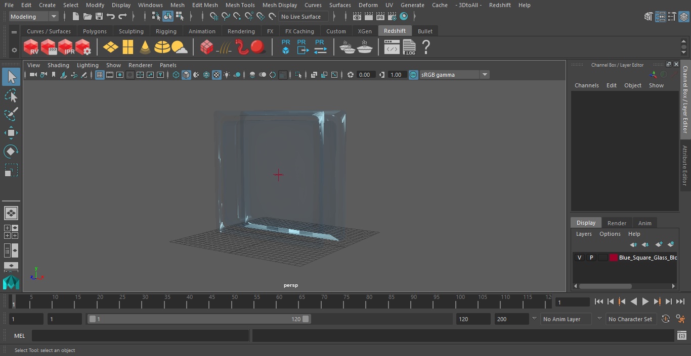 3D Blue Square Glass Block model