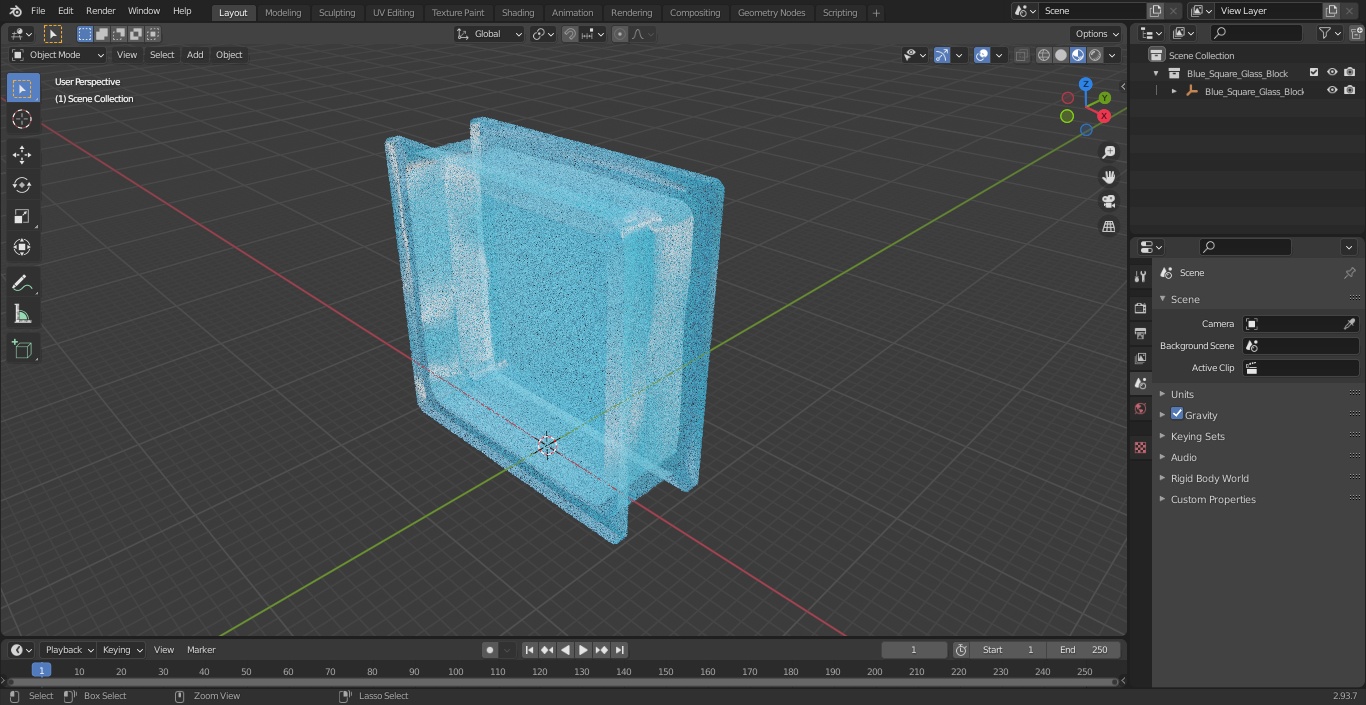 3D Blue Square Glass Block model