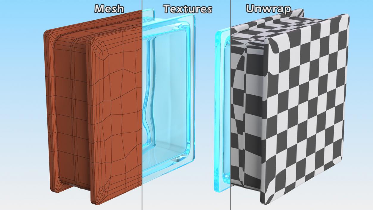 3D Blue Square Glass Block model