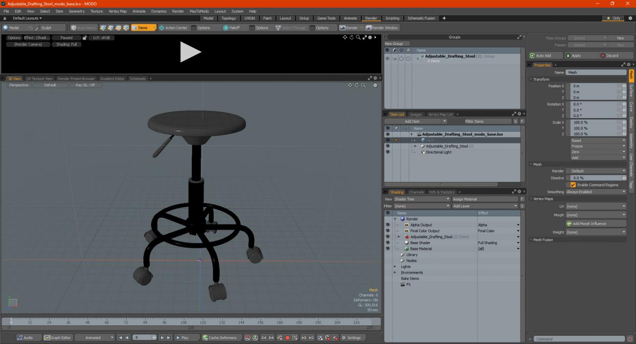 3D model Adjustable Drafting Stool