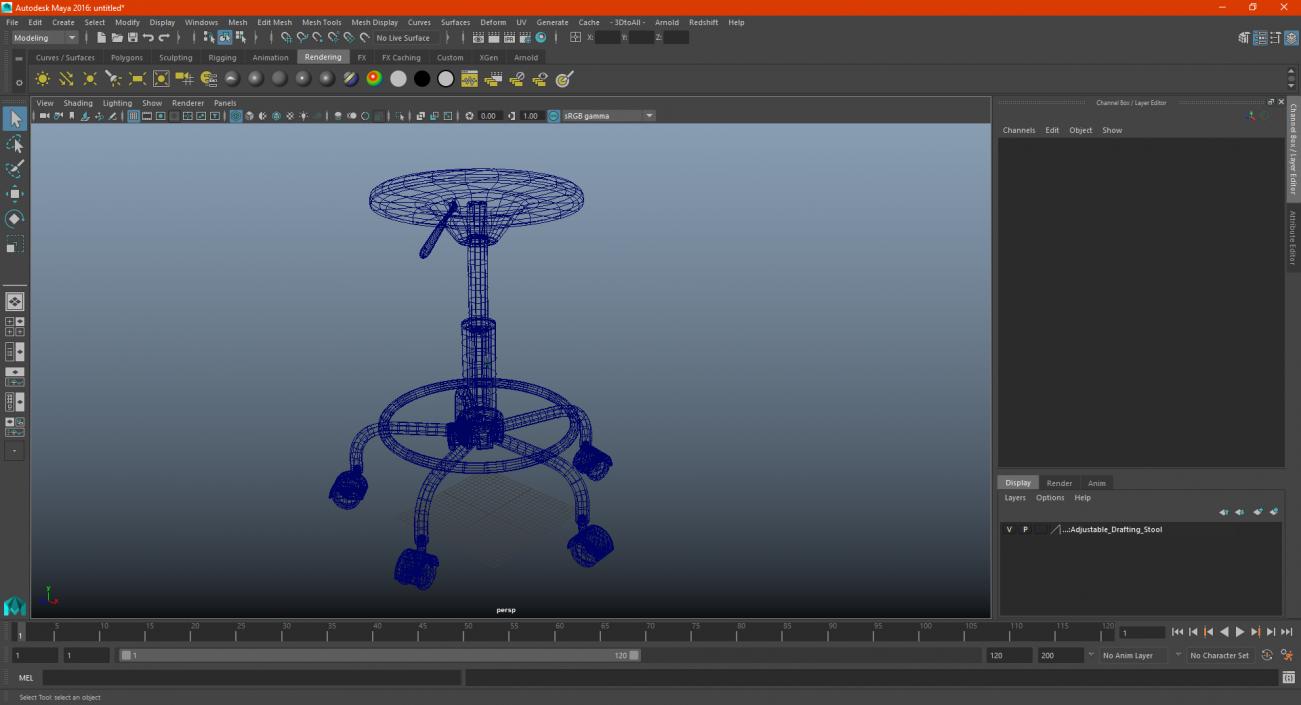 3D model Adjustable Drafting Stool