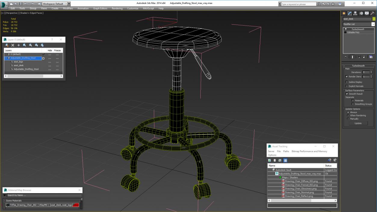 3D model Adjustable Drafting Stool