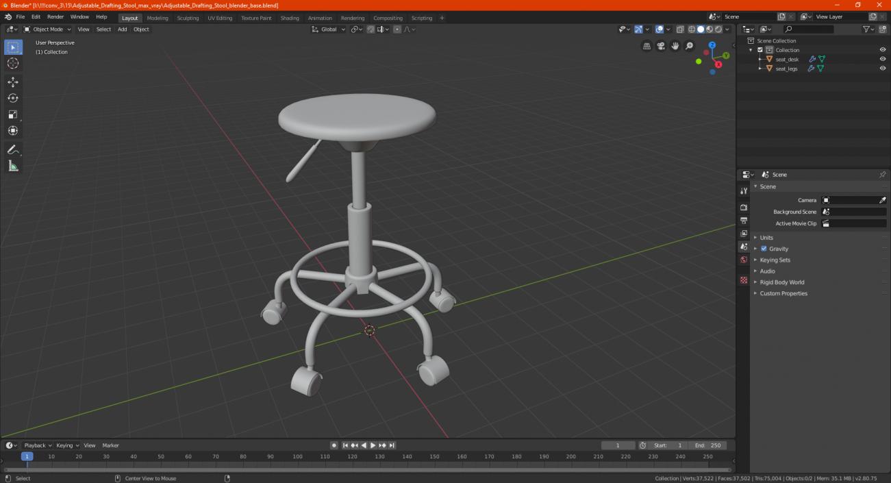 3D model Adjustable Drafting Stool