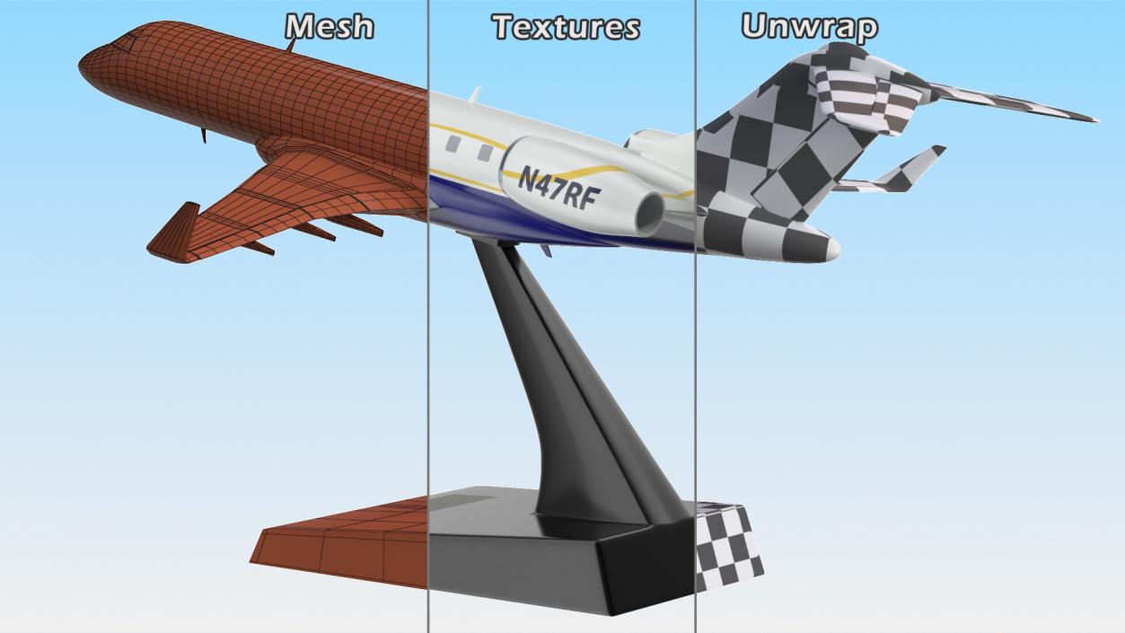 3D model Bombardier Global 6000 Scale Model with Stand