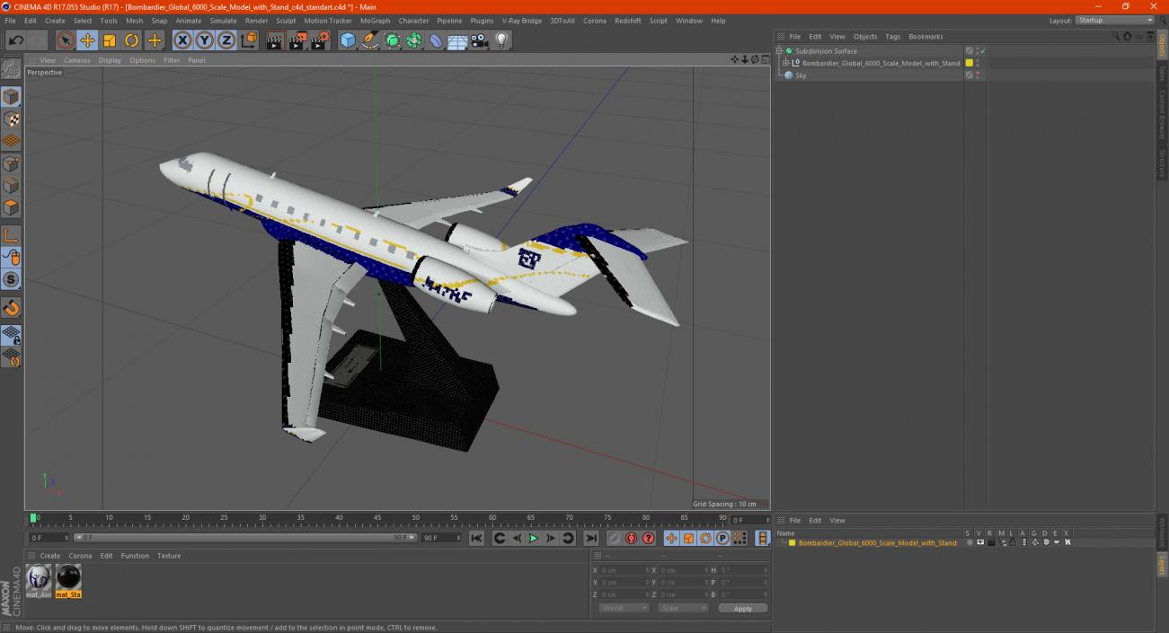 3D model Bombardier Global 6000 Scale Model with Stand