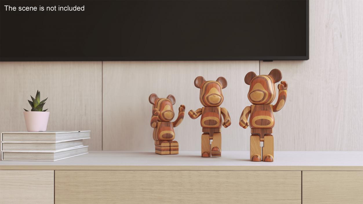 3D Bearbrick Karimoku Layered Wood