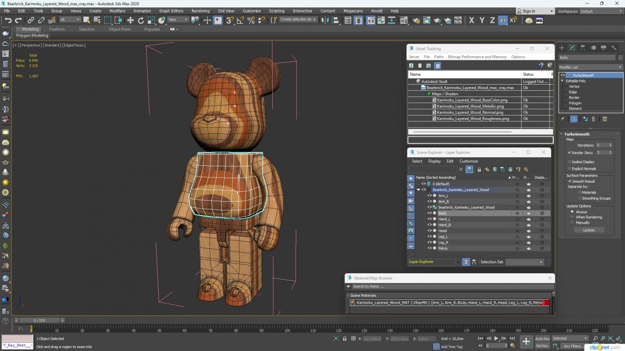 3D Bearbrick Karimoku Layered Wood