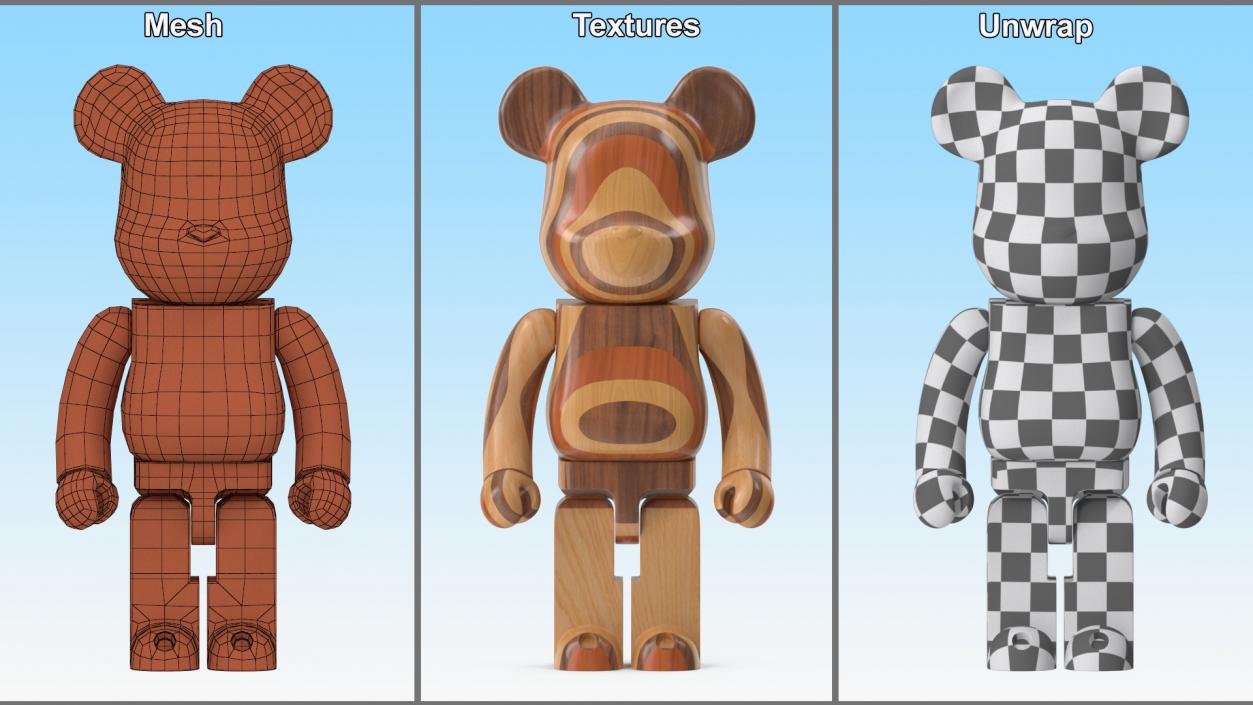 3D Bearbrick Karimoku Layered Wood