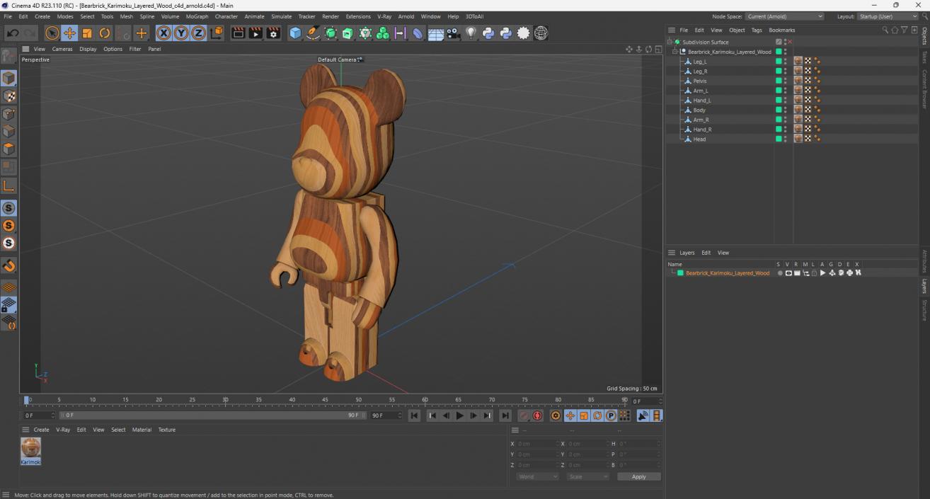 3D Bearbrick Karimoku Layered Wood