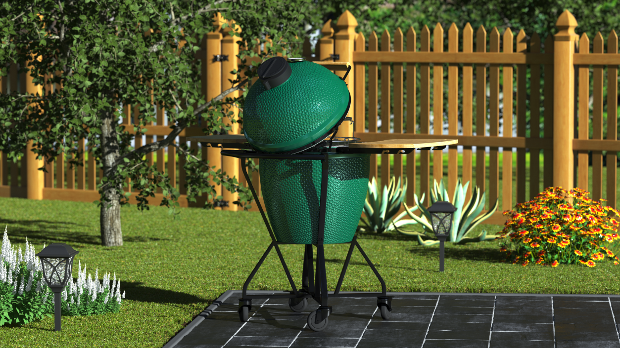 3D Big Green Egg Barbecue Grill Open model