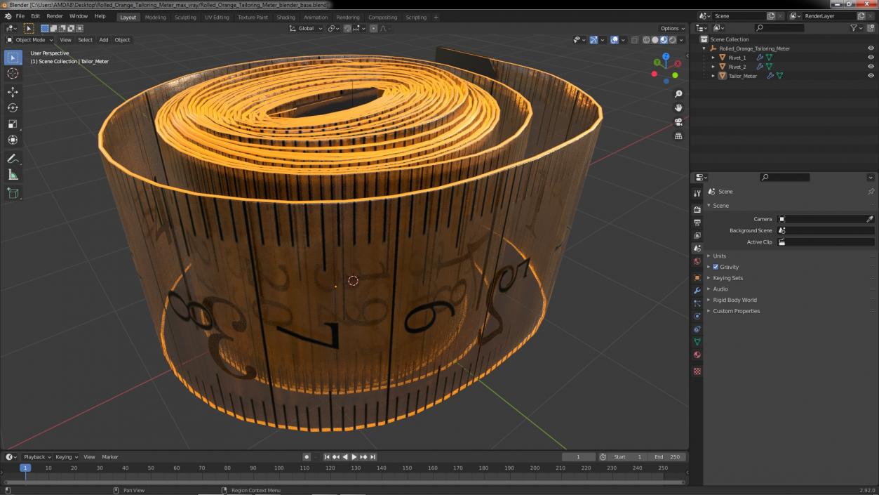 Rolled Orange Tailoring Meter 3D model