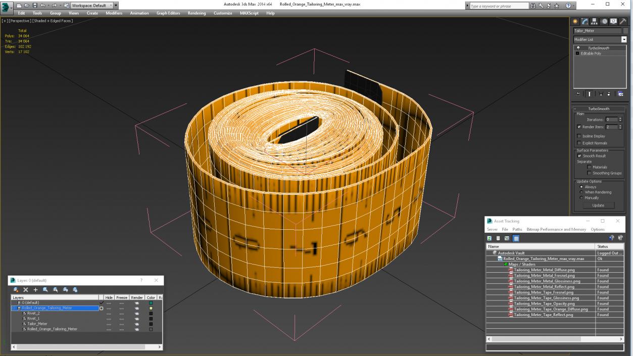 Rolled Orange Tailoring Meter 3D model