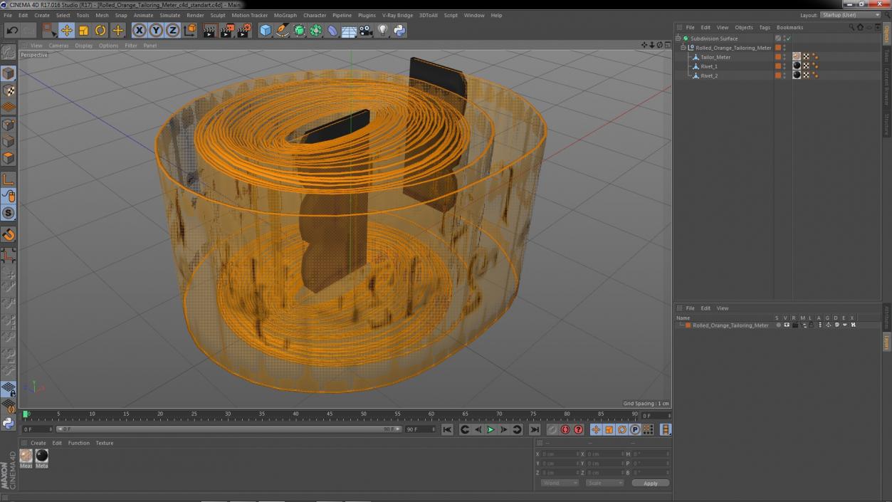 Rolled Orange Tailoring Meter 3D model