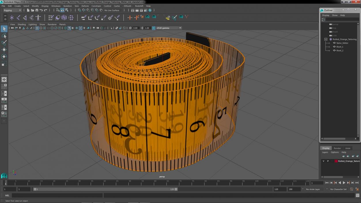 Rolled Orange Tailoring Meter 3D model