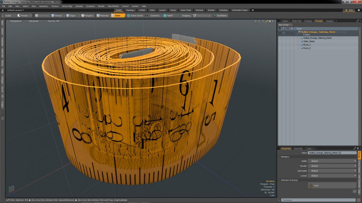 Rolled Orange Tailoring Meter 3D model