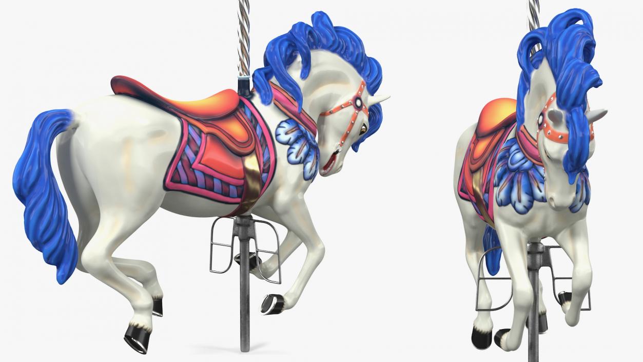 3D model Carousel Galloping Horse White