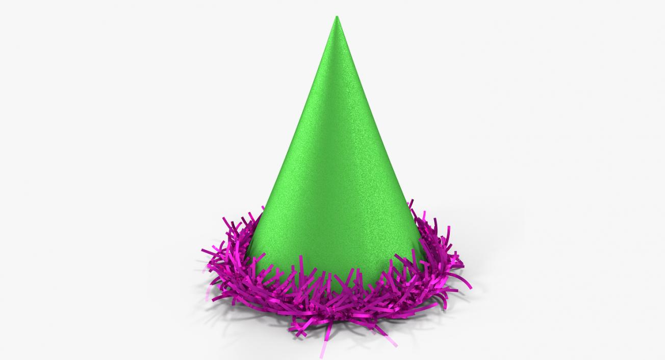 Party Hat with Metallic Tinsel Around 3D