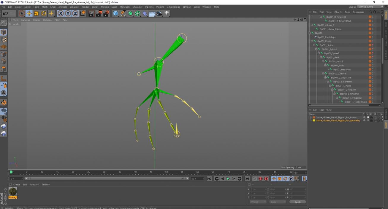 Stone Golem Hand Rigged for Cinema 4D 3D