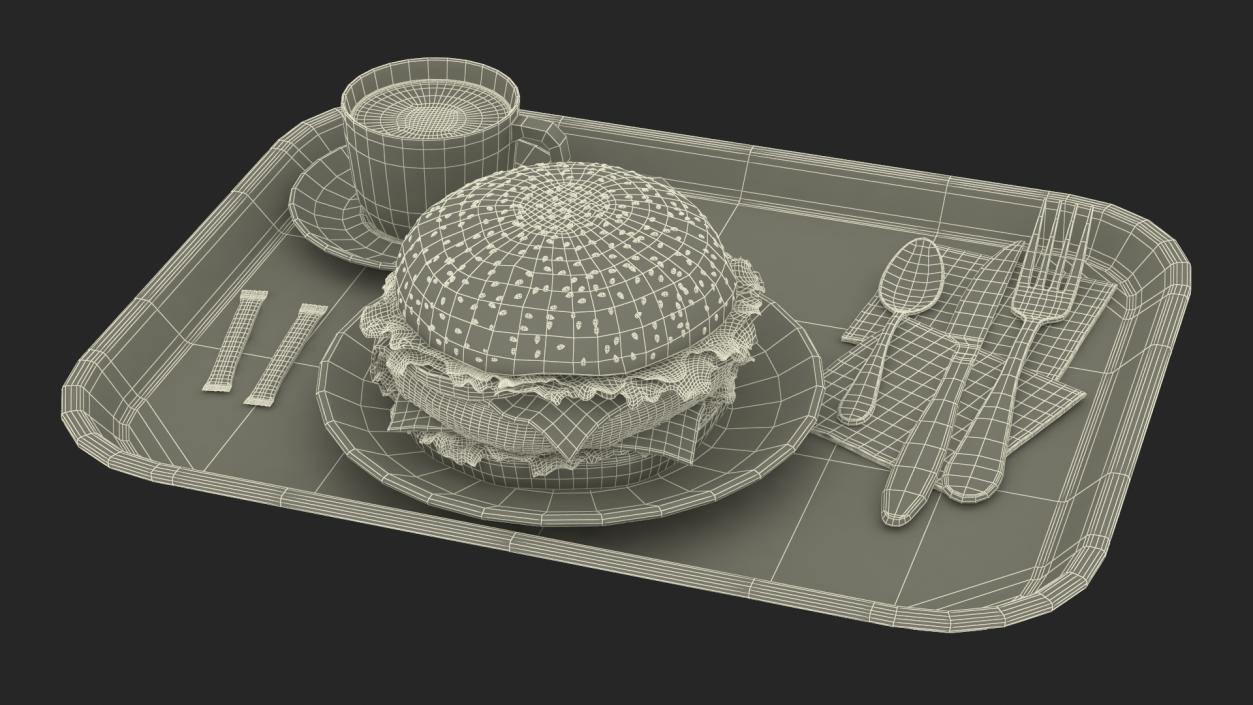 3D Fast Food Trays Collection