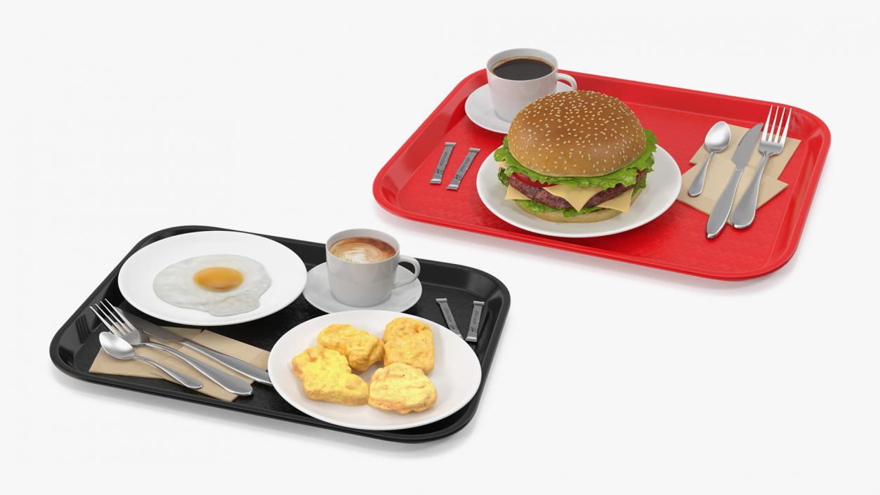 3D Fast Food Trays Collection