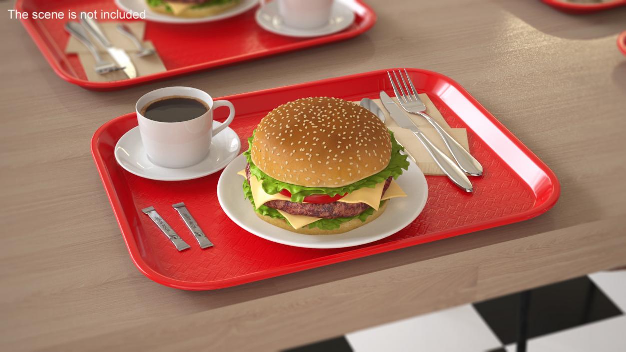 3D Fast Food Trays Collection