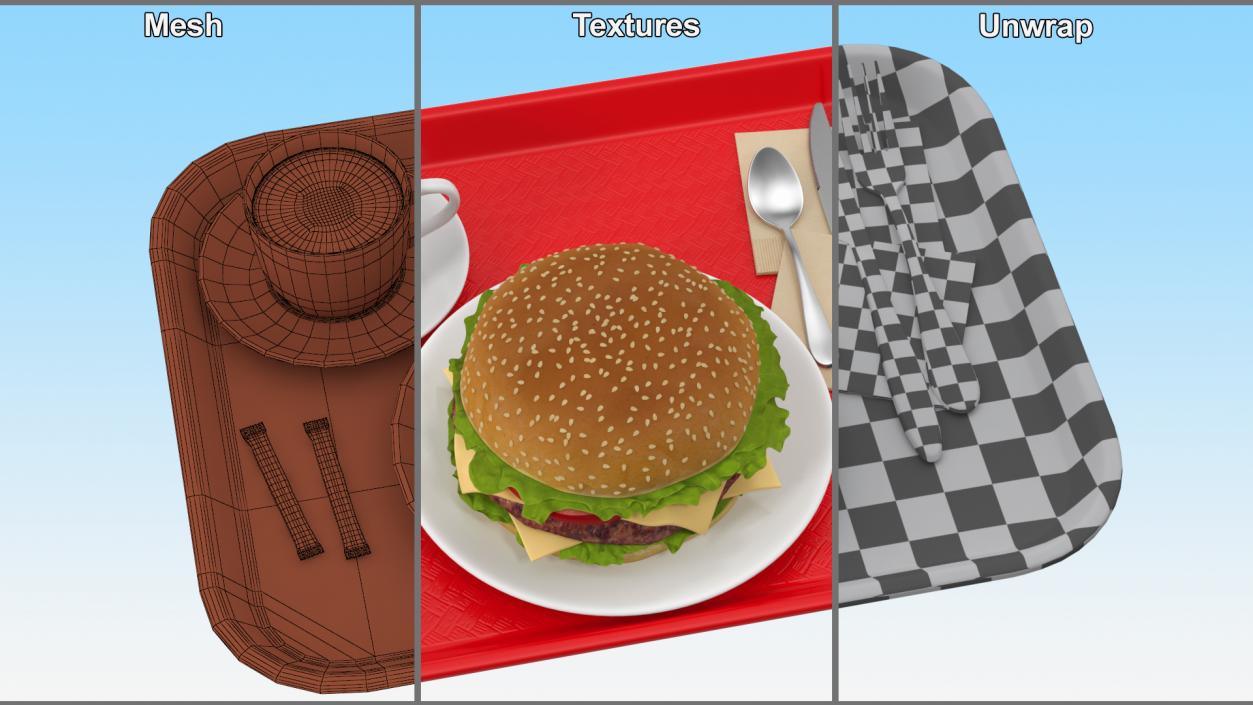 3D Fast Food Trays Collection