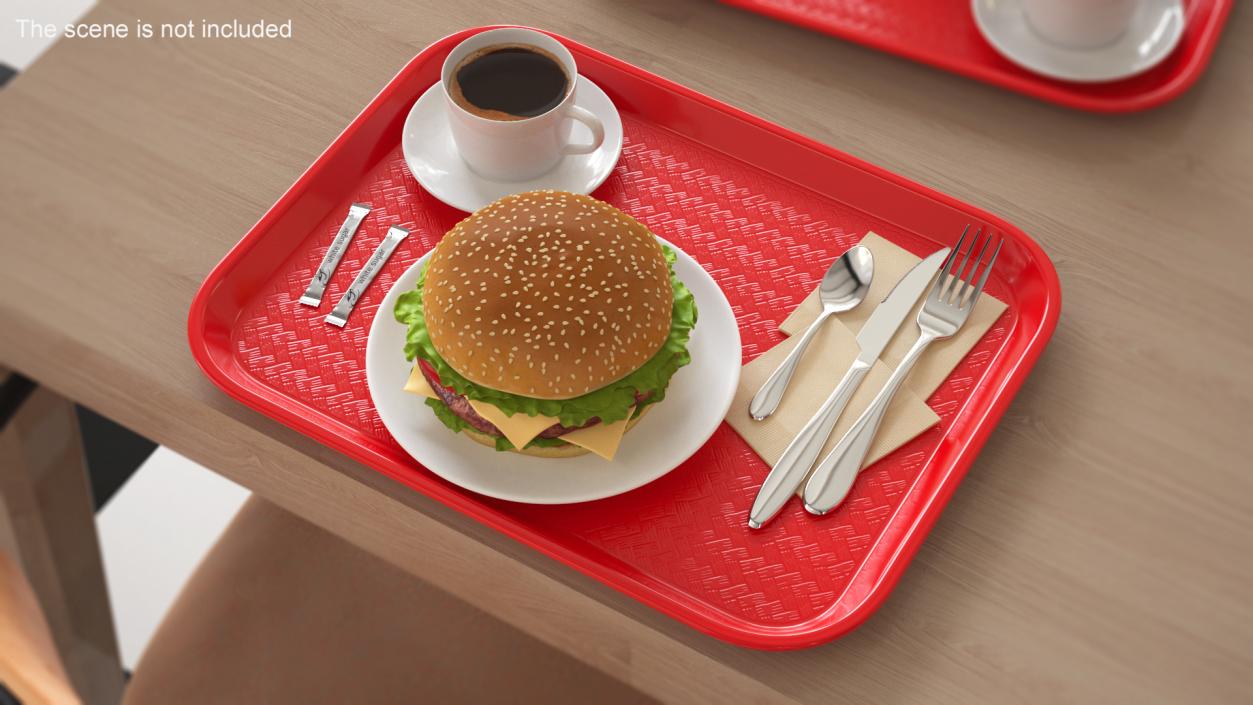 3D Fast Food Trays Collection