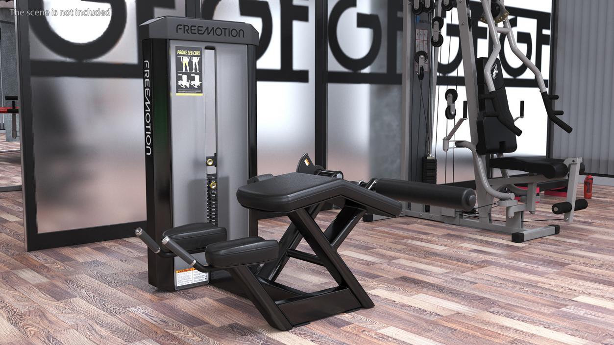 3D Black Prone Leg Curl Trainer model